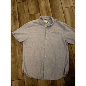 Denim & Flower Ricky Singh Mens XL Blue Short Sleeve Button Down Shirt Floral